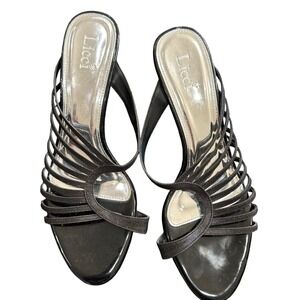 Licci Women's Black Strappy Heeled Mules Sandals Size 9